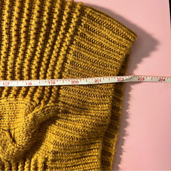 Mustard Yellow Open Braided Knit Cardigan - Picture 8 of 9